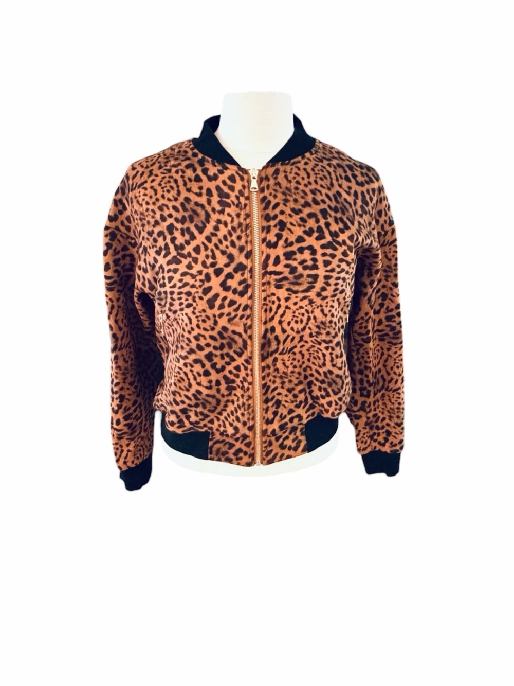 Leopard Print Bomber Jacket - size S
